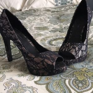 Black lace heels